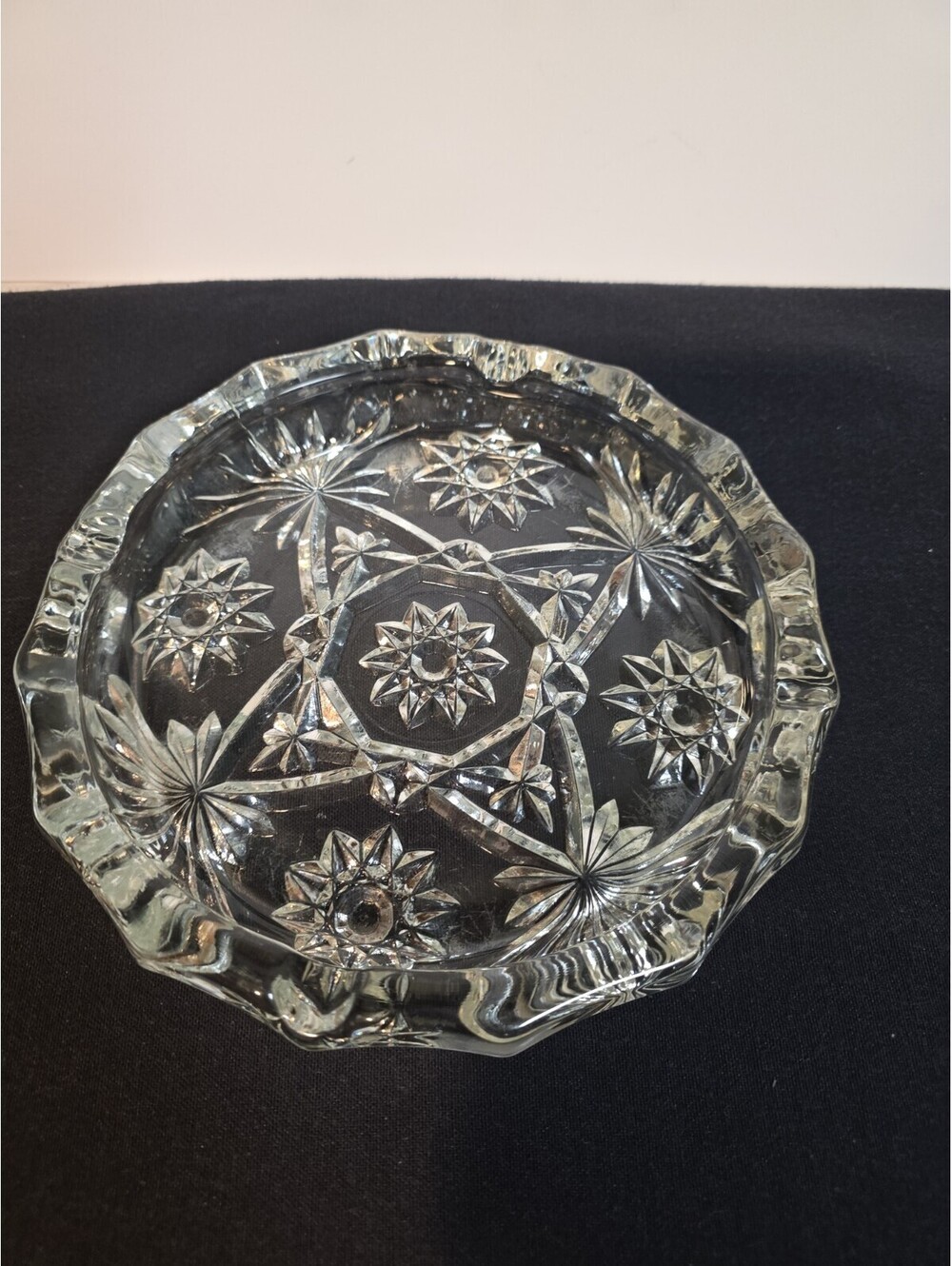 Vintage Anchor Hocking EAPC Early American Prescut Glass Ashtray Star Pattern